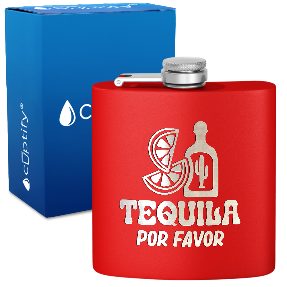Tequila Por Favor 6 oz Stainless Steel Hip Flask