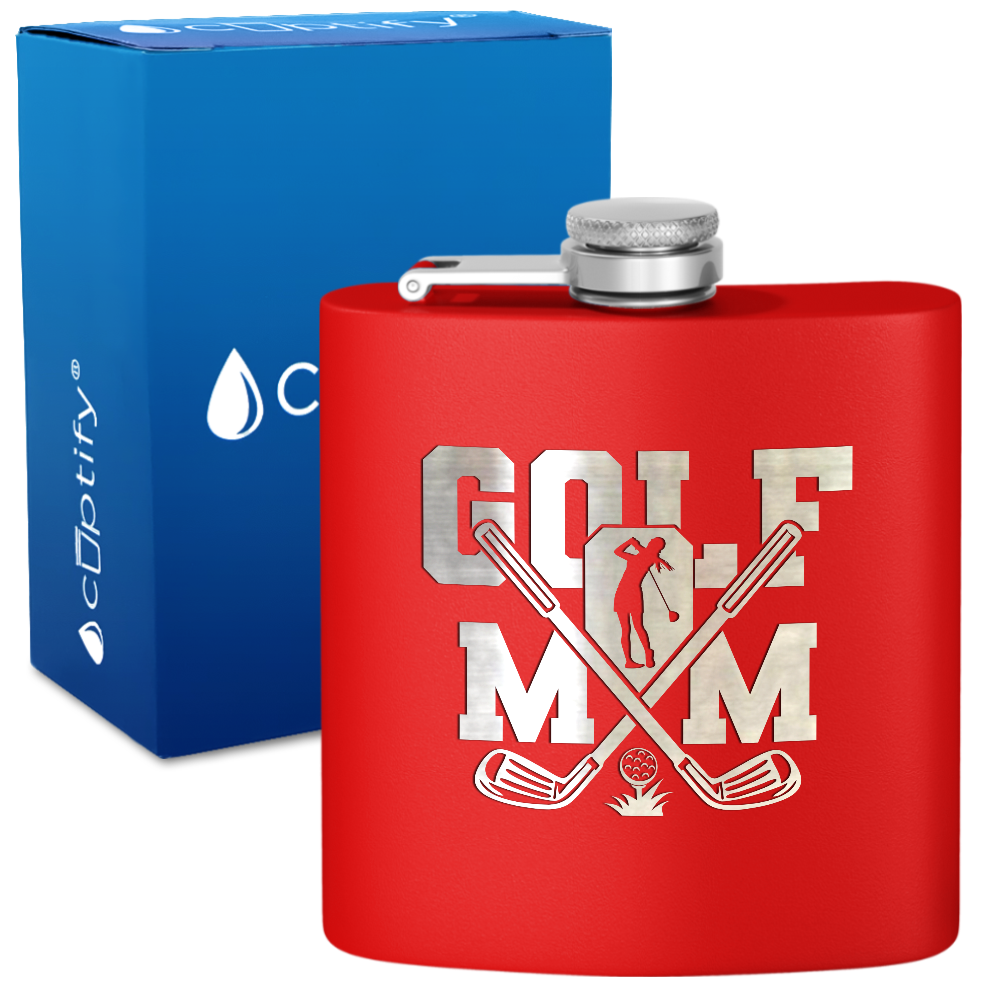 Golf Mom 6oz Stainless Steel Hip Flask