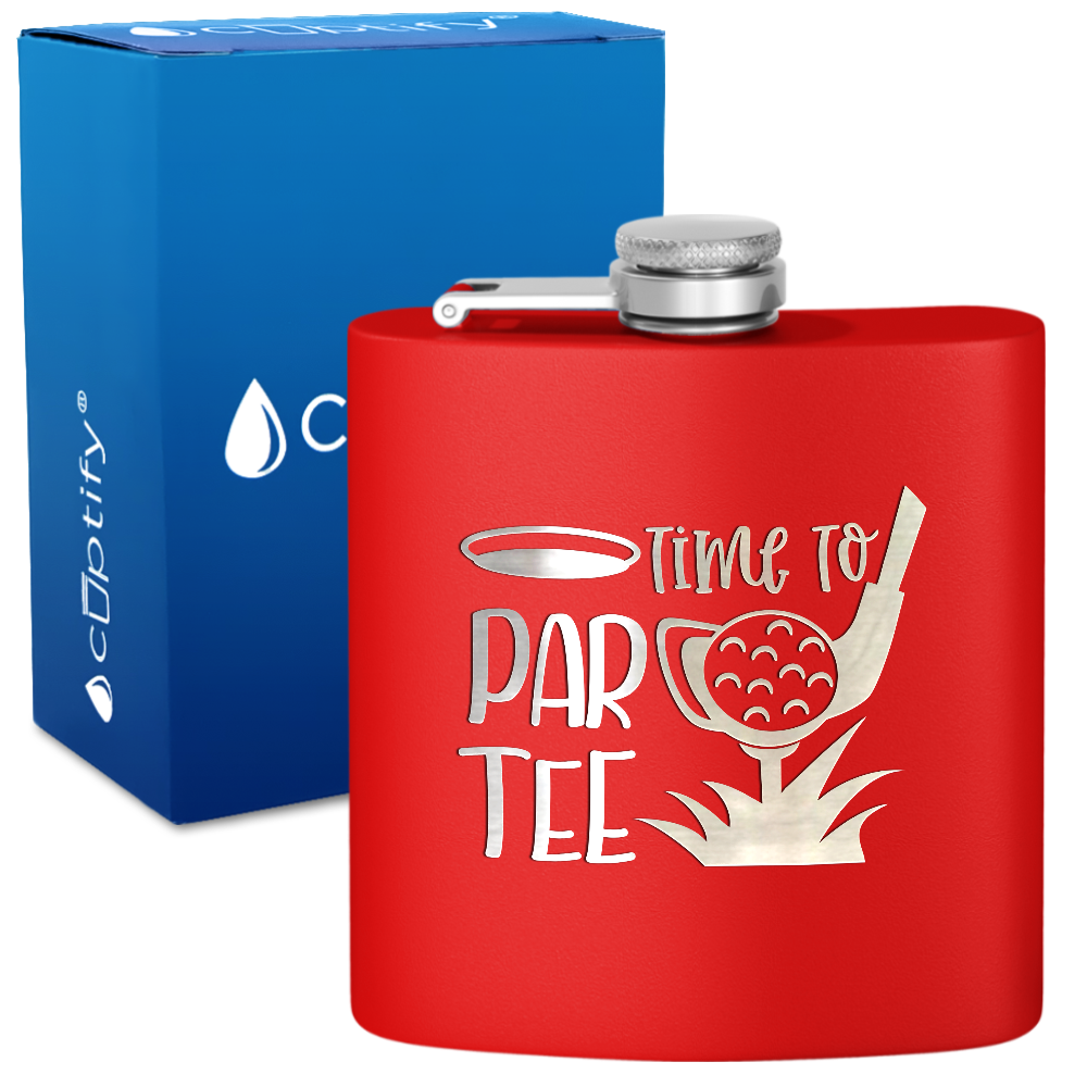 Golf Time to Par-tee 6oz Stainless Steel Hip Flask