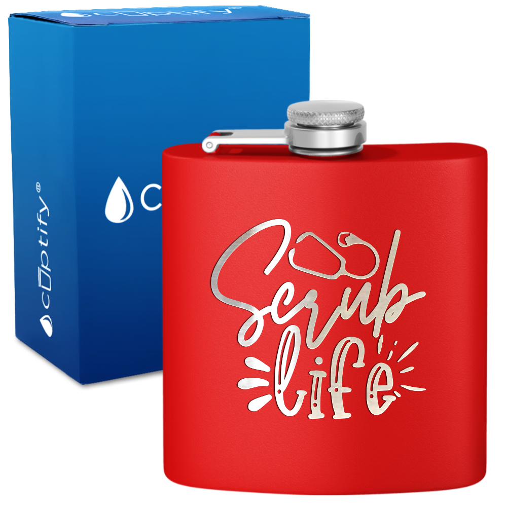 Scrub Life 6oz Stainless Steel Hip Flask