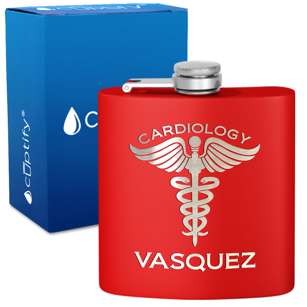 Personalized Cardiology 6oz Stainless Steel Hip Flask