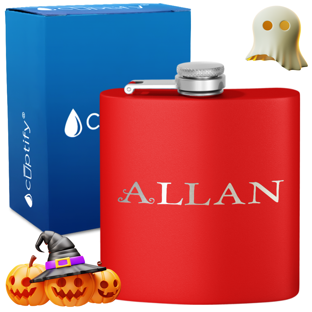 Personalized Eerie Halloween Font 6oz Hip Flask