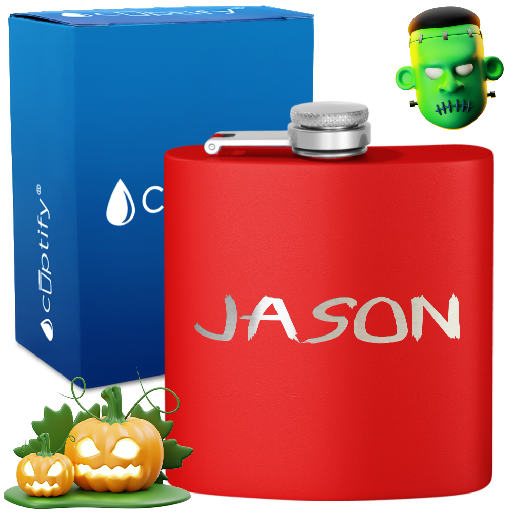 Personalized Scary Halloween Font 6oz Hip Flask