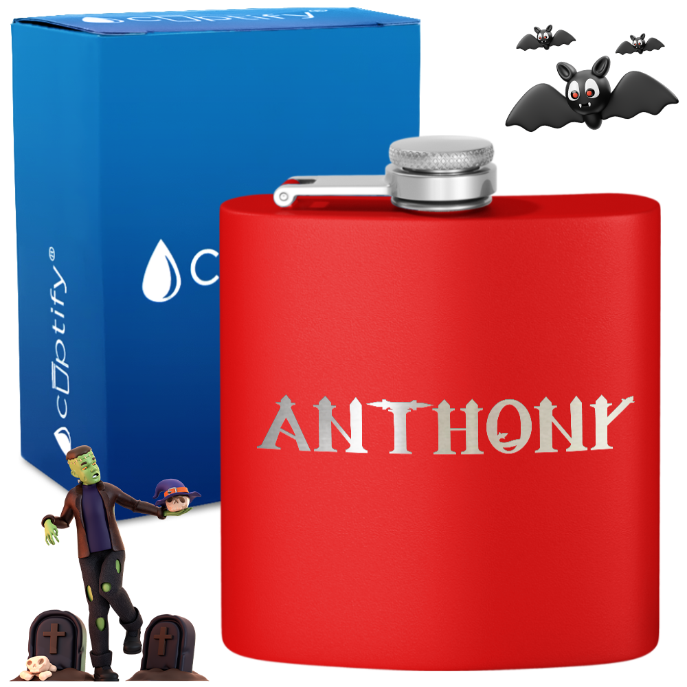 Personalized Creepy Halloween Font 6oz Hip Flask
