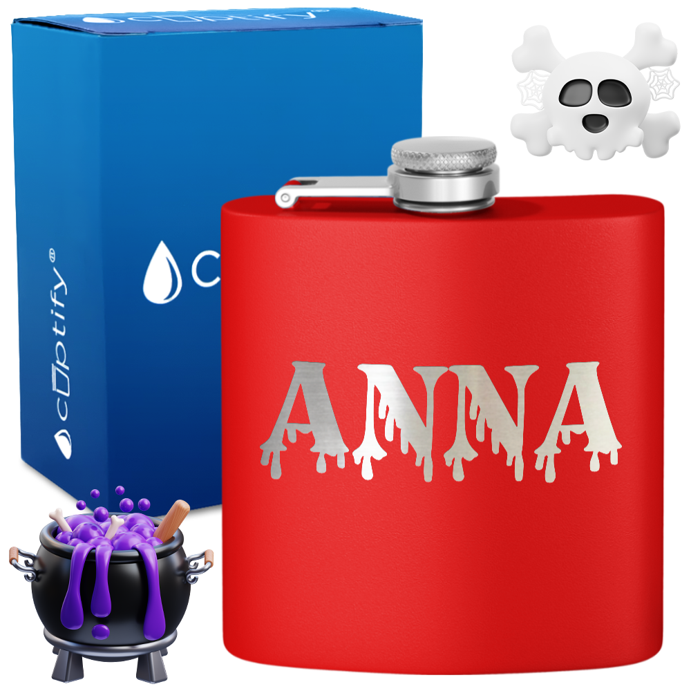 Personalized Bloody Halloween Font 6oz Hip Flask