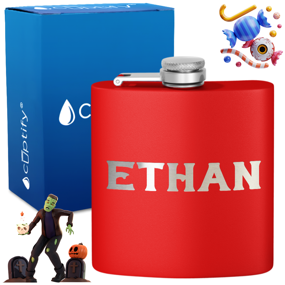 Personalized Grim Halloween Font 6oz Hip Flask