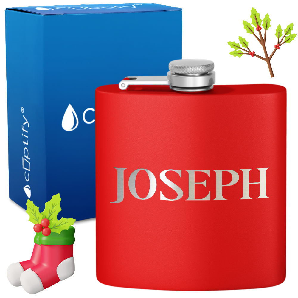 Personalized Merry Christmas Font 6oz Hip Flask