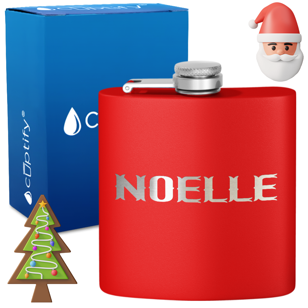 Personalized Claus Christmas Font 6oz Hip Flask