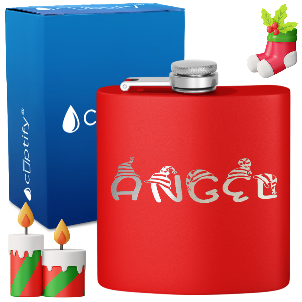 Personalized Elfen Christmas Font 6oz Hip Flask