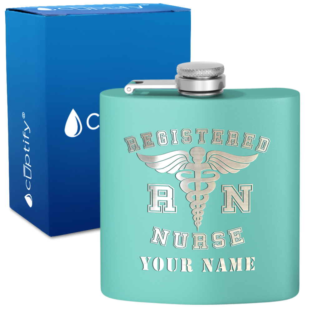 Personalized RN Registered Nurse 6oz Stainless Steel Hip Flask