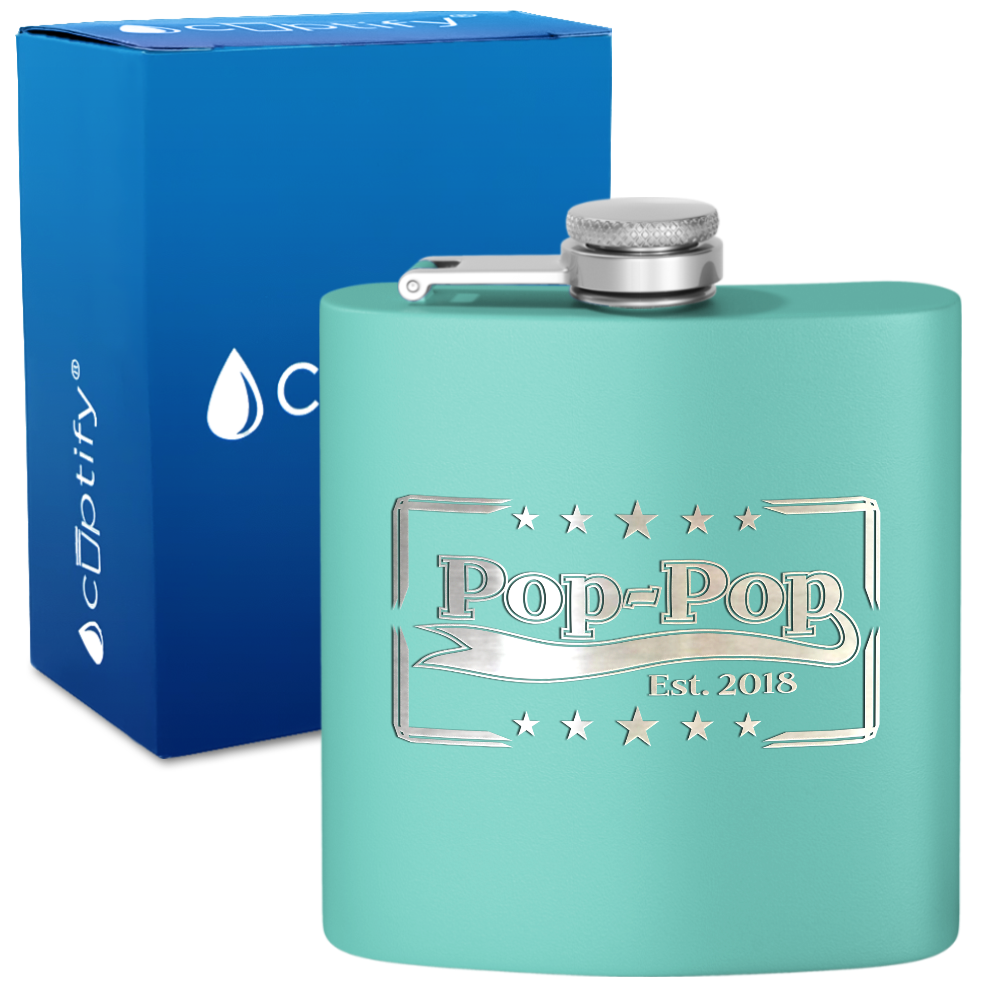 Pop-Pop Est 6 oz Stainless Steel Hip Flask