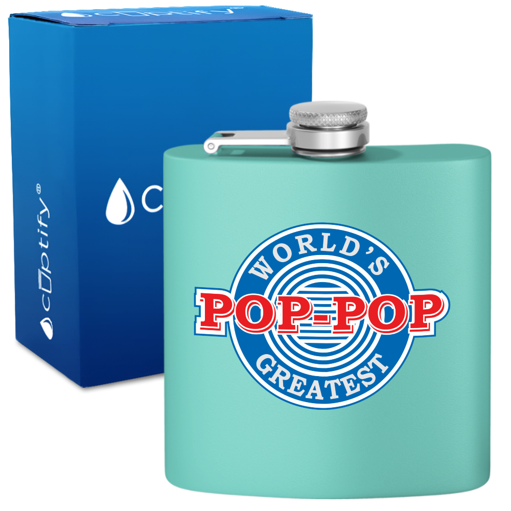 The Worlds Greatest Pop-Pop 6 oz Stainless Steel Hip Flask