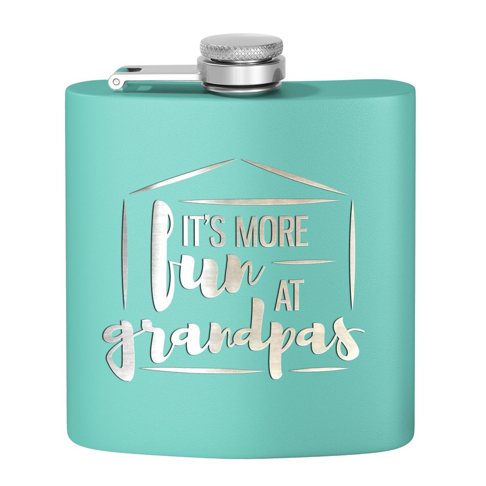 Fun At Grandpas 6 oz Stainless Steel Hip Flask