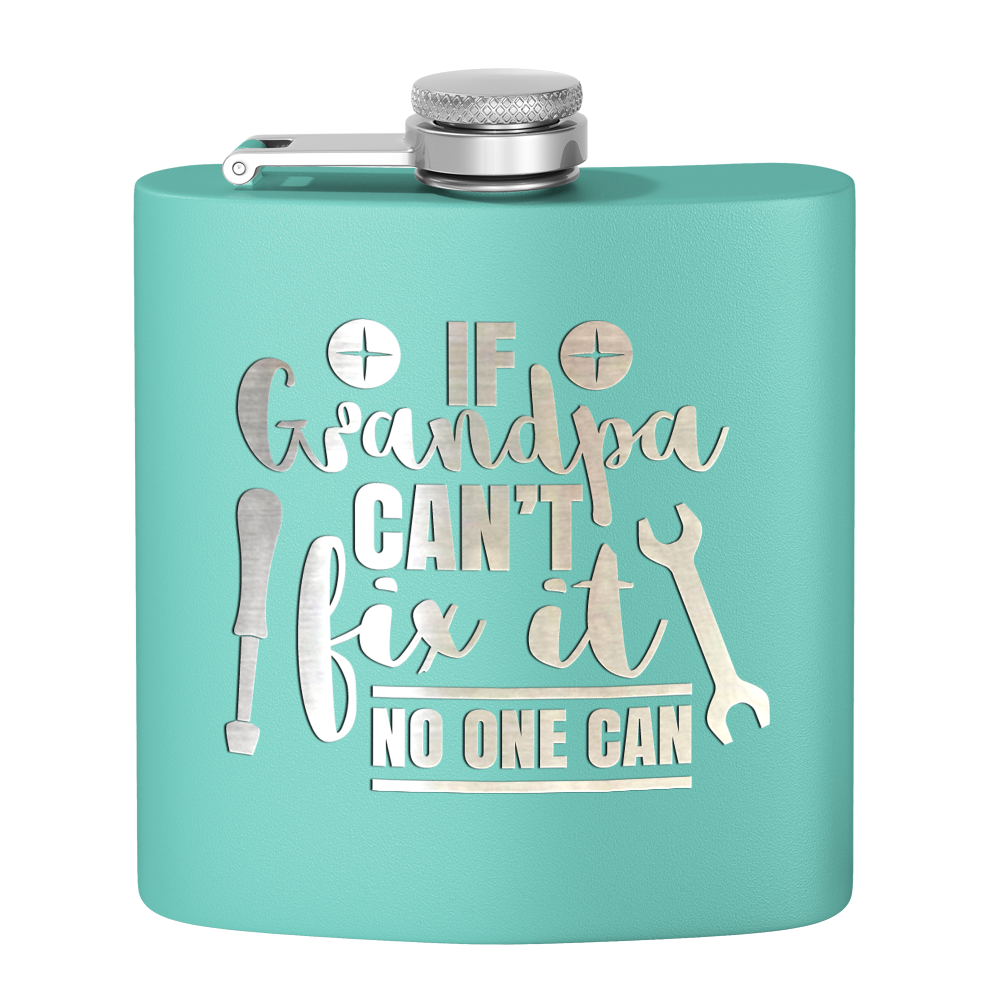 Grandpa Can Fix It 6 oz Stainless Steel Hip Flask