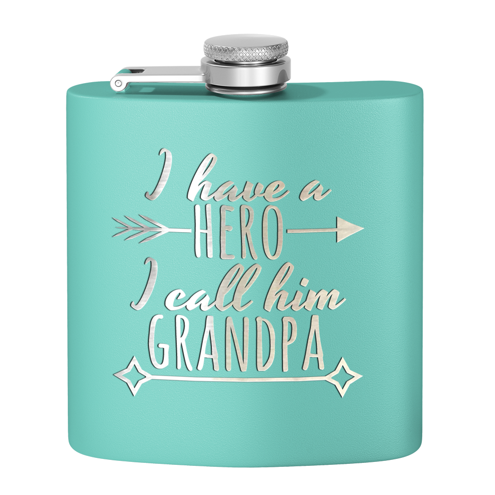 Grandpa Hero 6 oz Stainless Steel Hip Flask
