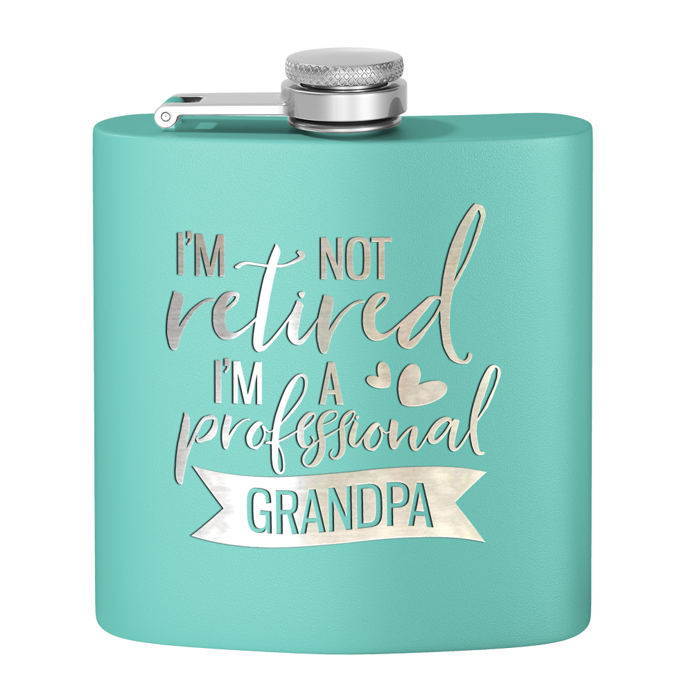 Professional Grandpa 6 oz Stainless Steel Hip Flask