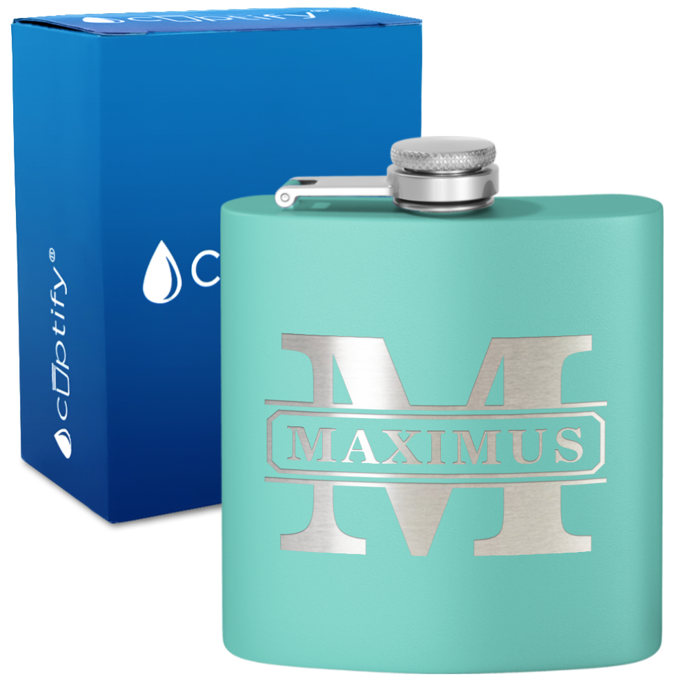 Personalized Vintage Block 6oz Hip Flask