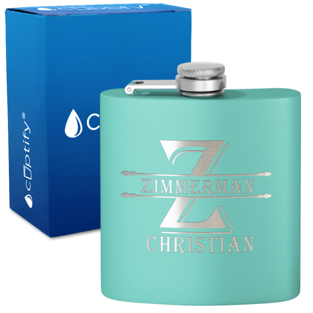 Personalized Initial Block 6oz Hip Flask