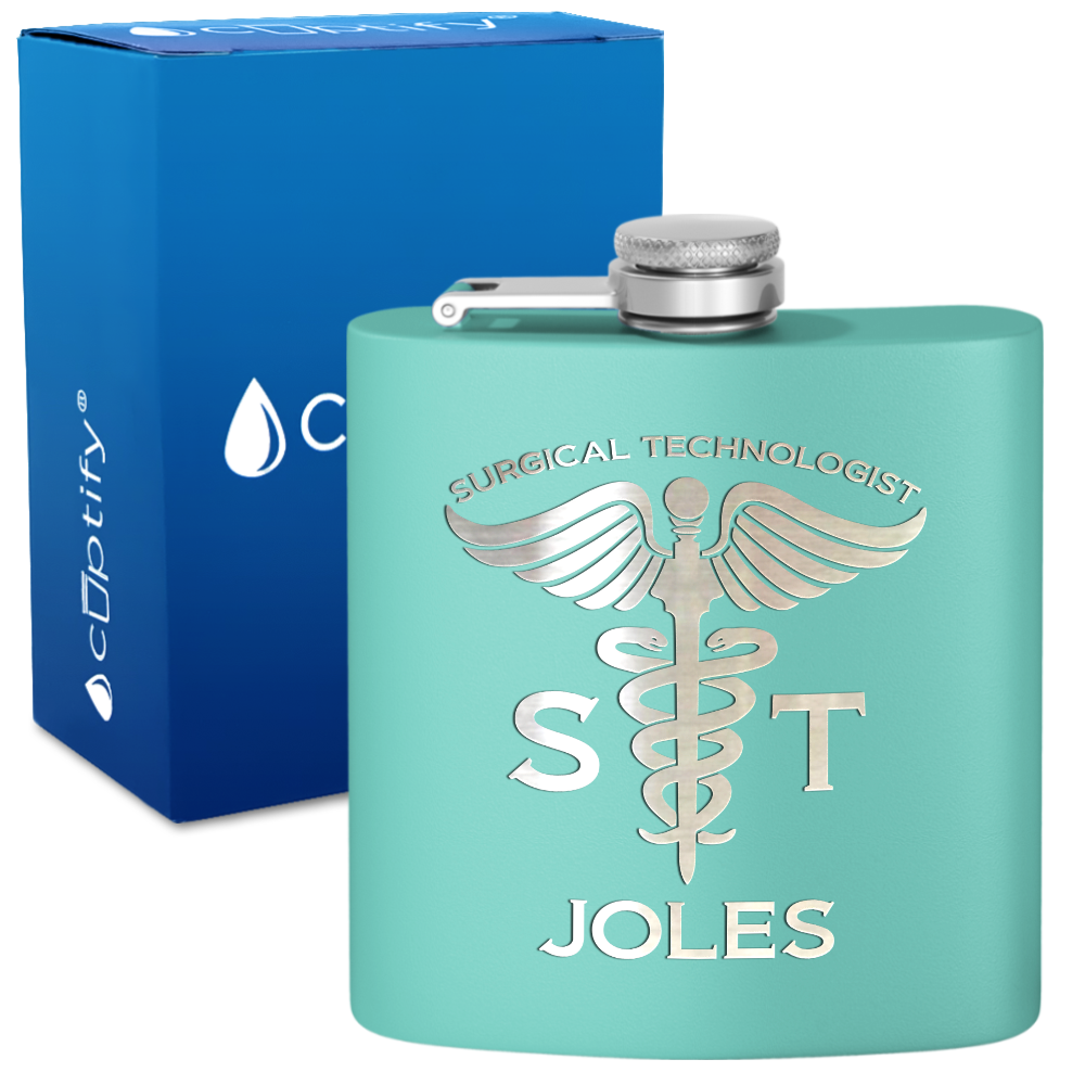 Personalized ST Surgical Technologist 6oz Stainless Steel Hip Flask