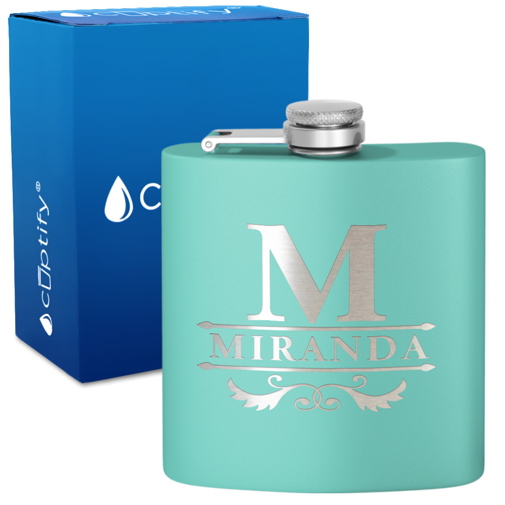 Personalized Initial Style 6oz Hip Flask