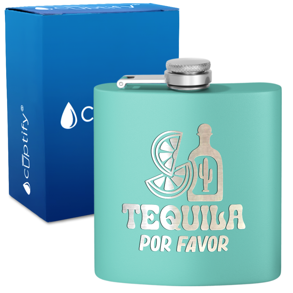 Tequila Por Favor 6 oz Stainless Steel Hip Flask