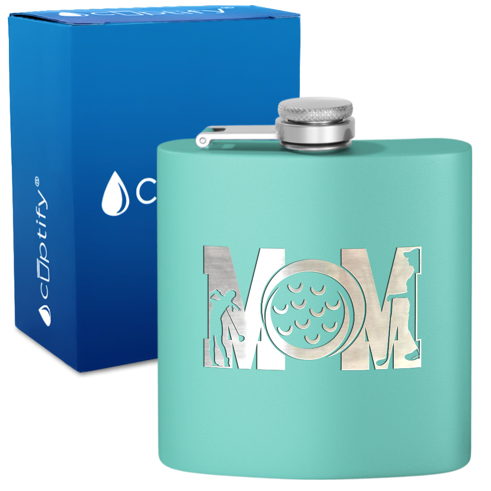 Golf Mom Silhouette 6oz Stainless Steel Hip Flask