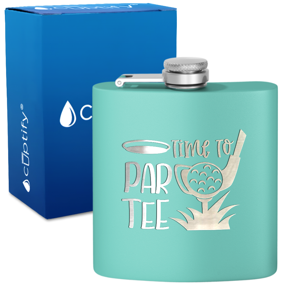 Golf Time to Par-tee 6oz Stainless Steel Hip Flask