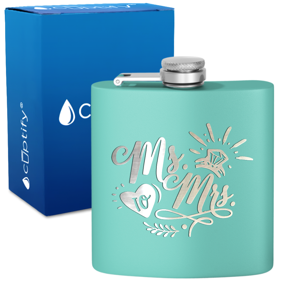 Ms. to Mrs. 6 oz Stainless Steel Hip Flask