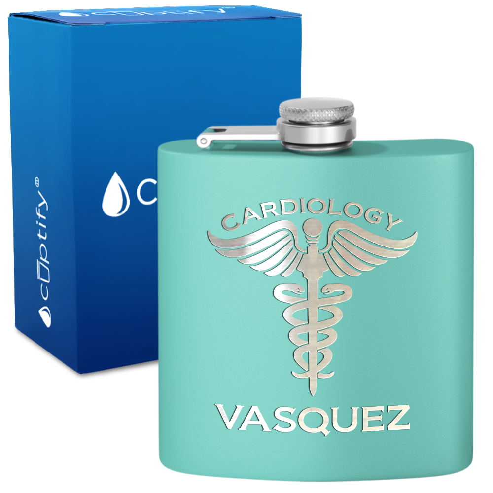 Personalized Cardiology 6oz Stainless Steel Hip Flask