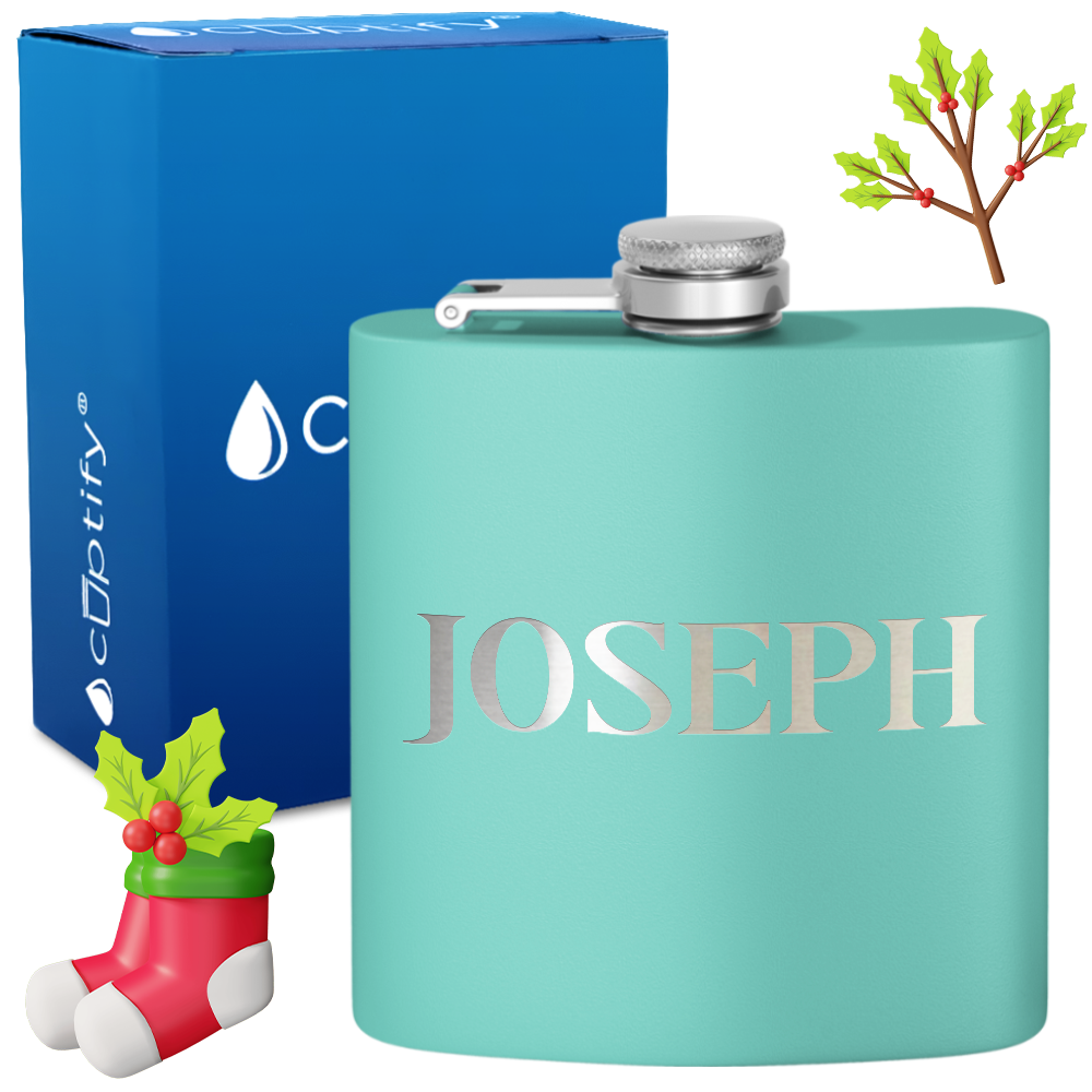 Personalized Merry Christmas Font 6oz Hip Flask