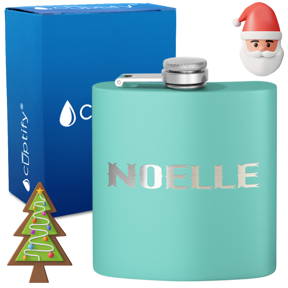 Personalized Claus Christmas Font 6oz Hip Flask