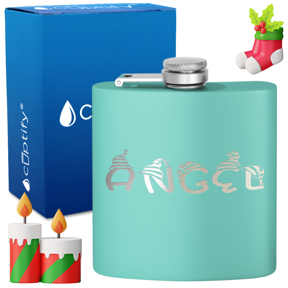 Personalized Elfen Christmas Font 6oz Hip Flask