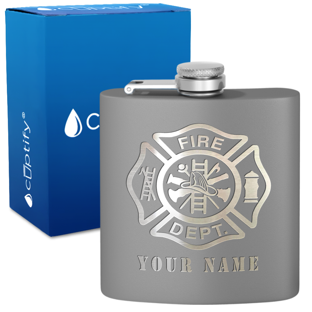 Personalized Firefighter Department 6oz Stainless Steel Hip Flask