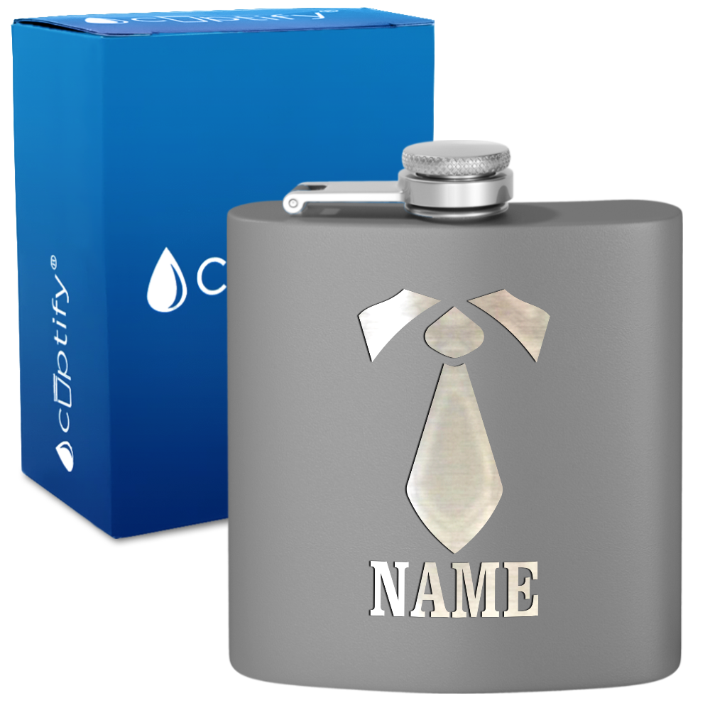 Personalized Neck Tie Groomsmen 6 oz Stainless Steel Hip Flask