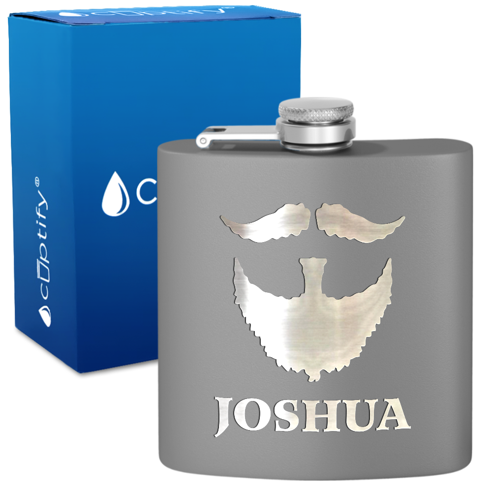 Personalized Beard Groomsmen 6 oz Stainless Steel Hip Flask