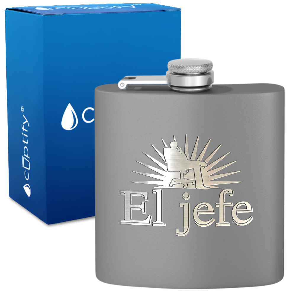 El Jefe 6oz Stainless Steel Hip Flask
