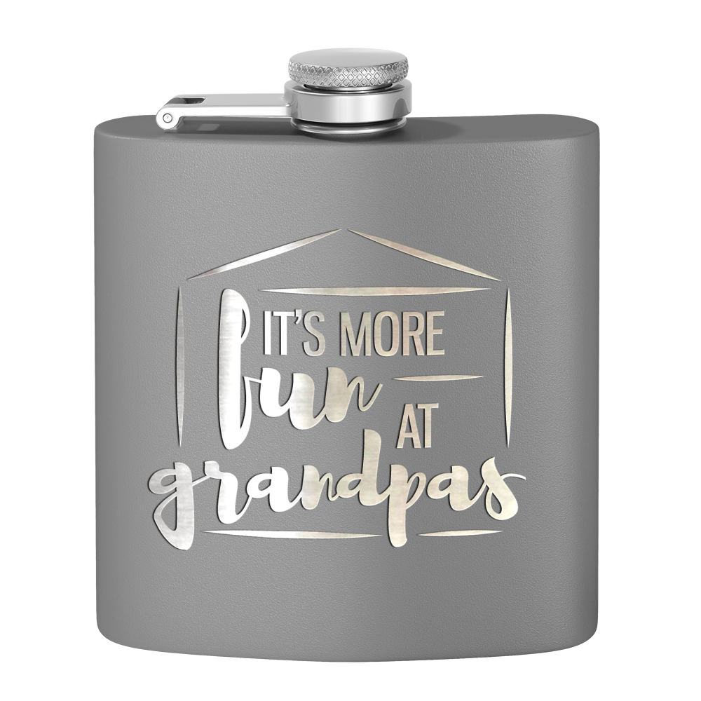 Fun At Grandpas 6 oz Stainless Steel Hip Flask