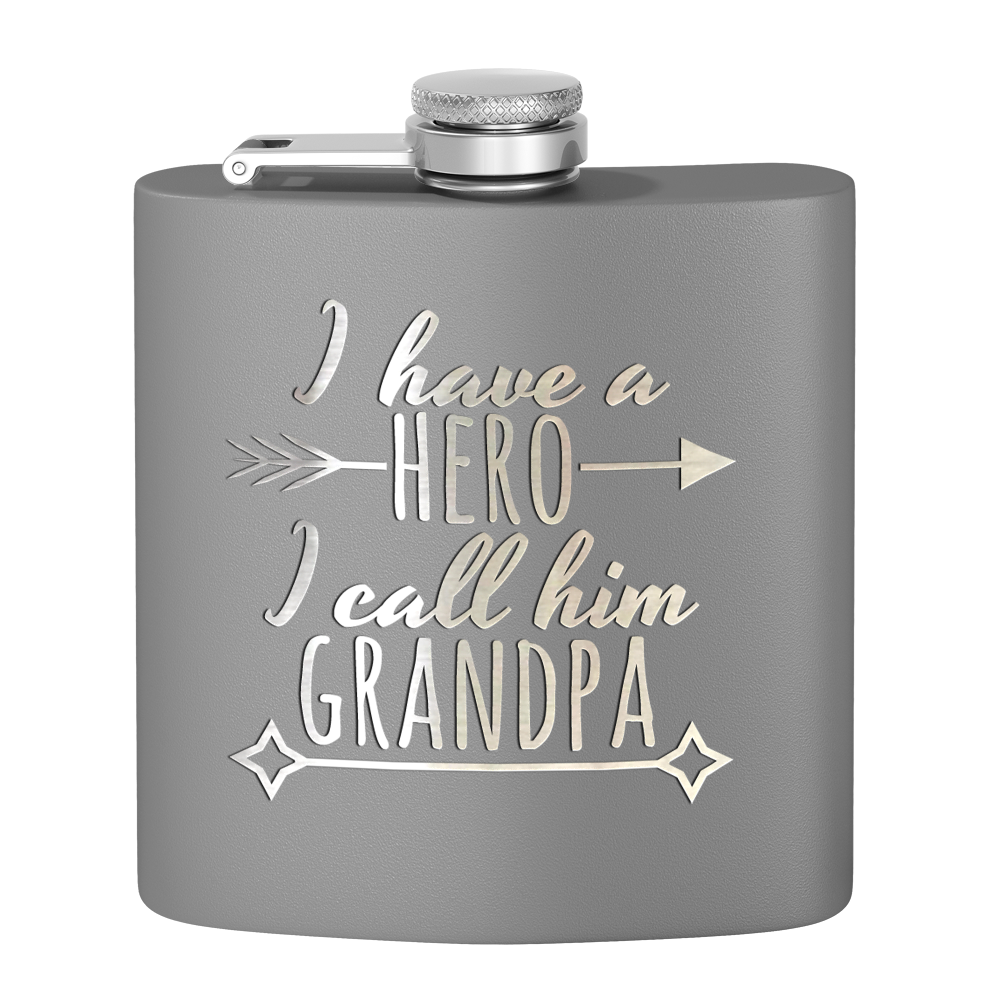 Grandpa Hero 6 oz Stainless Steel Hip Flask