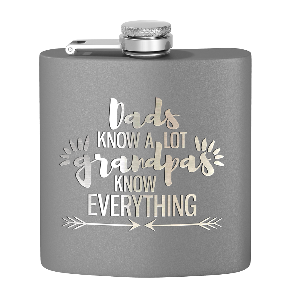 Grandpa Knows 6 oz Stainless Steel Hip Flask