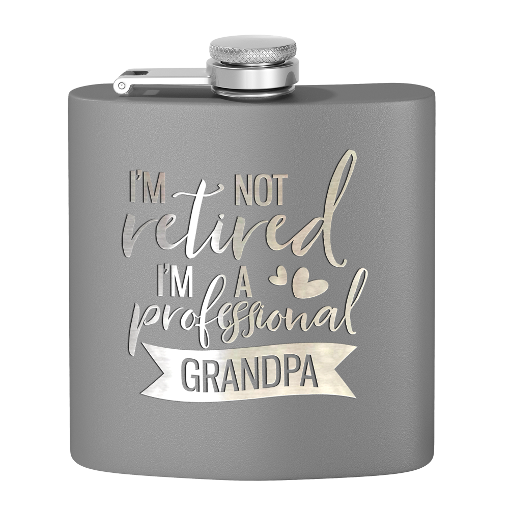 Professional Grandpa 6 oz Stainless Steel Hip Flask