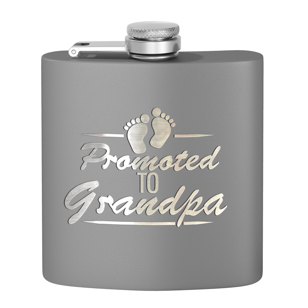 Promoted to Grandpa 6 oz Stainless Steel Hip Flask