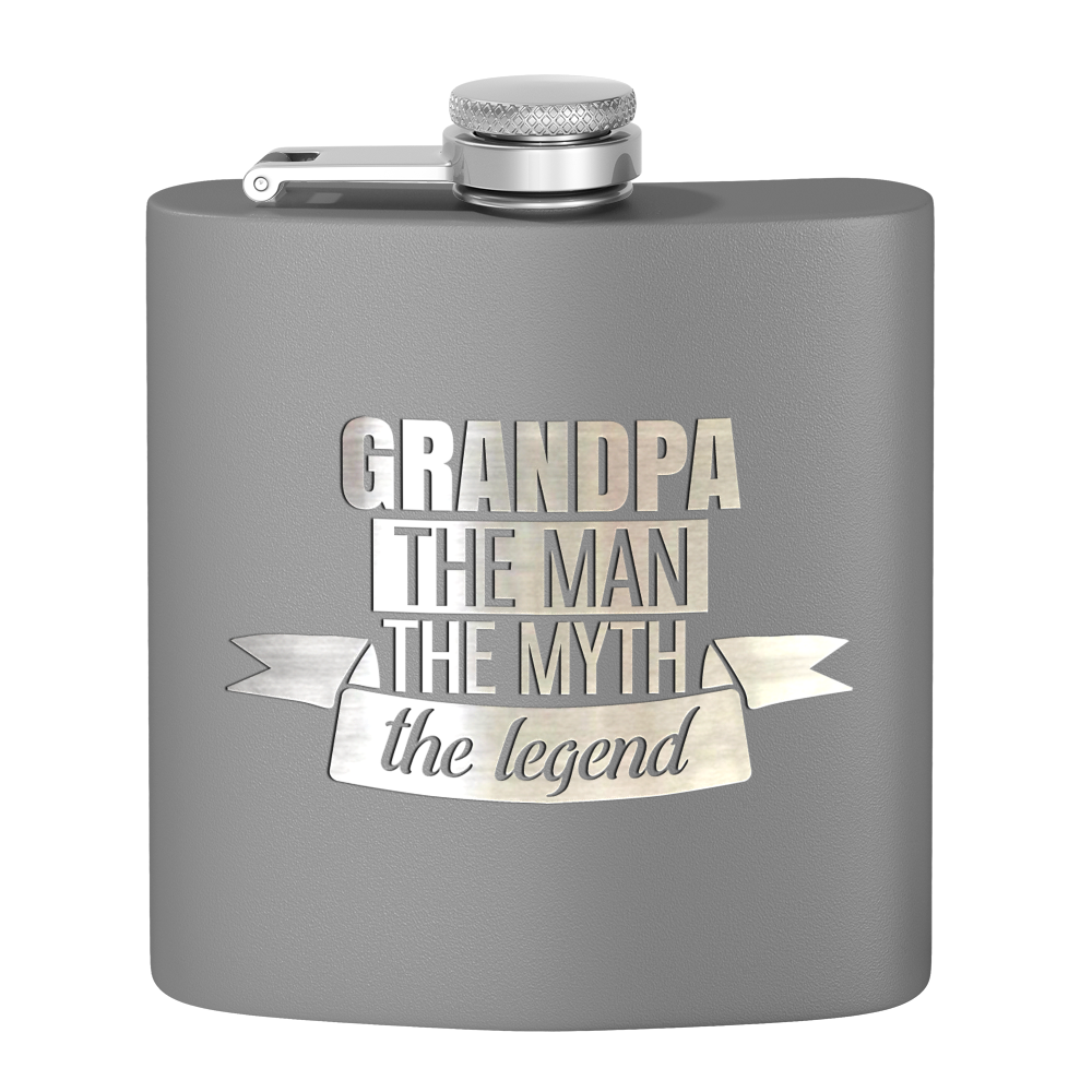 Grandpa The Man 6 oz Stainless Steel Hip Flask