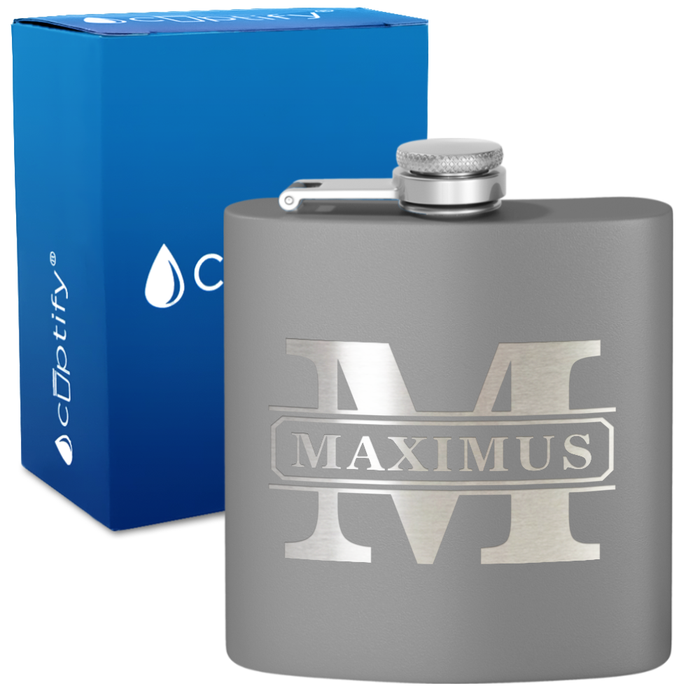 Personalized Vintage Block 6oz Hip Flask