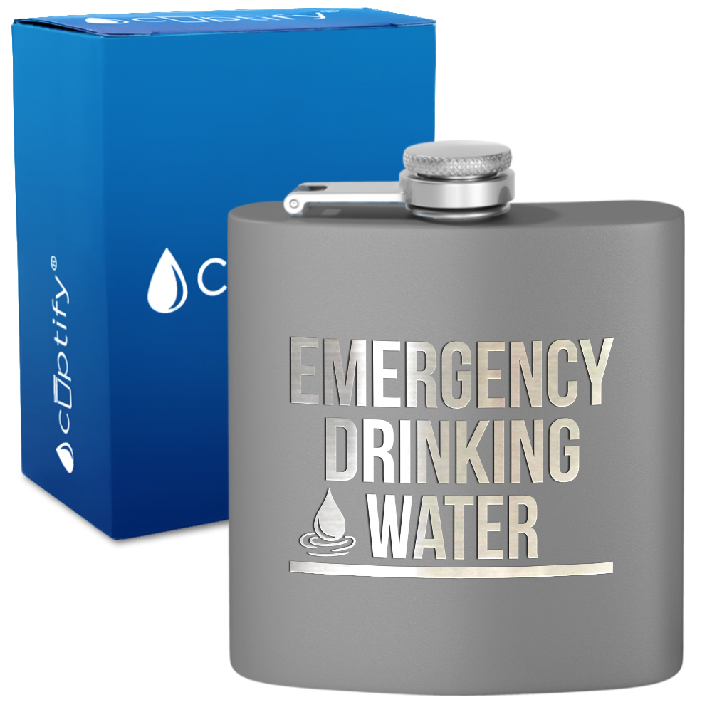 Emergency Drinking Water 6 oz Stainless Steel Hip Flask