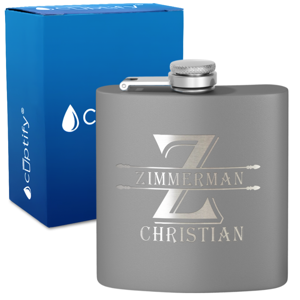 Personalized Initial Block 6oz Hip Flask