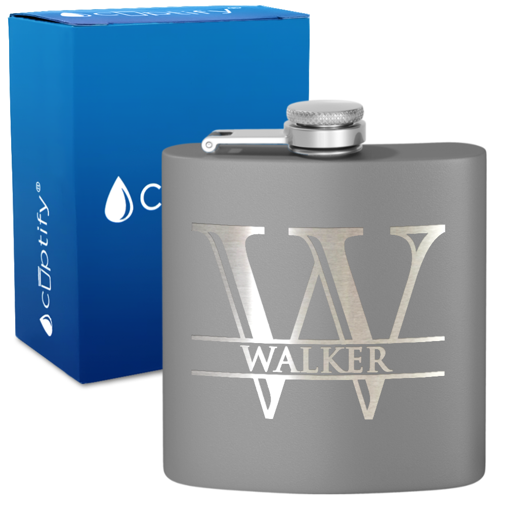Personalized Split Script 6oz Hip Flask
