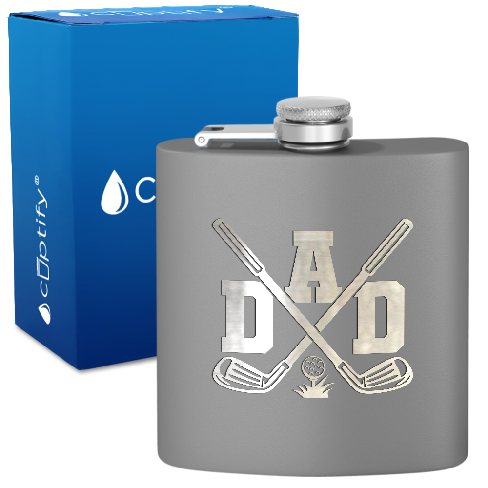 Golf Dad 6oz Stainless Steel Hip Flask