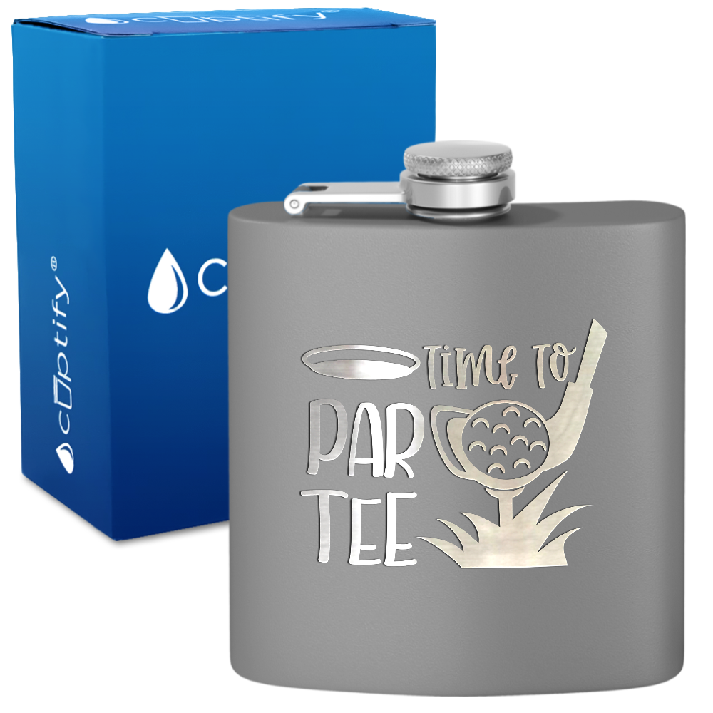 Golf Time to Par-tee 6oz Stainless Steel Hip Flask