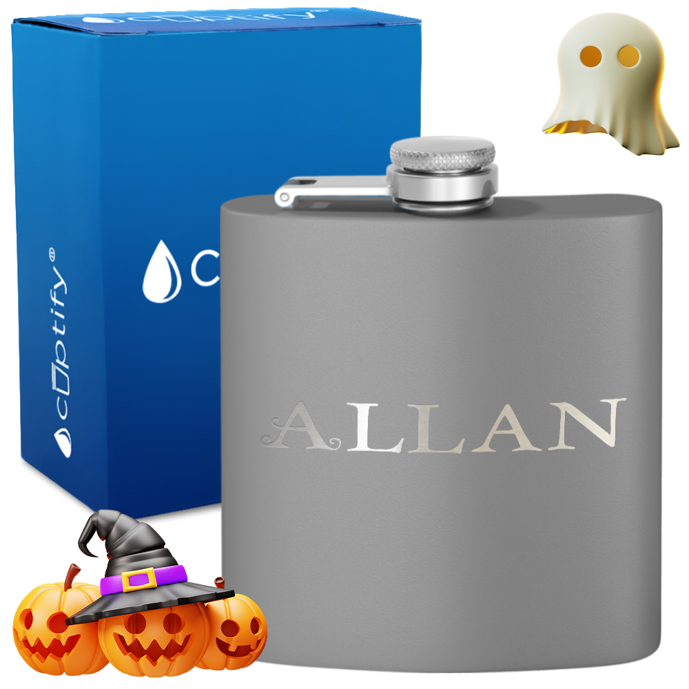 Personalized Eerie Halloween Font 6oz Hip Flask