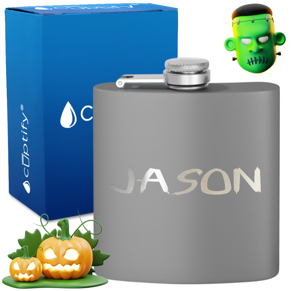 Personalized Scary Halloween Font 6oz Hip Flask